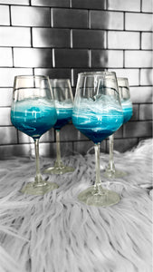 Ocean inspired long stem glasses