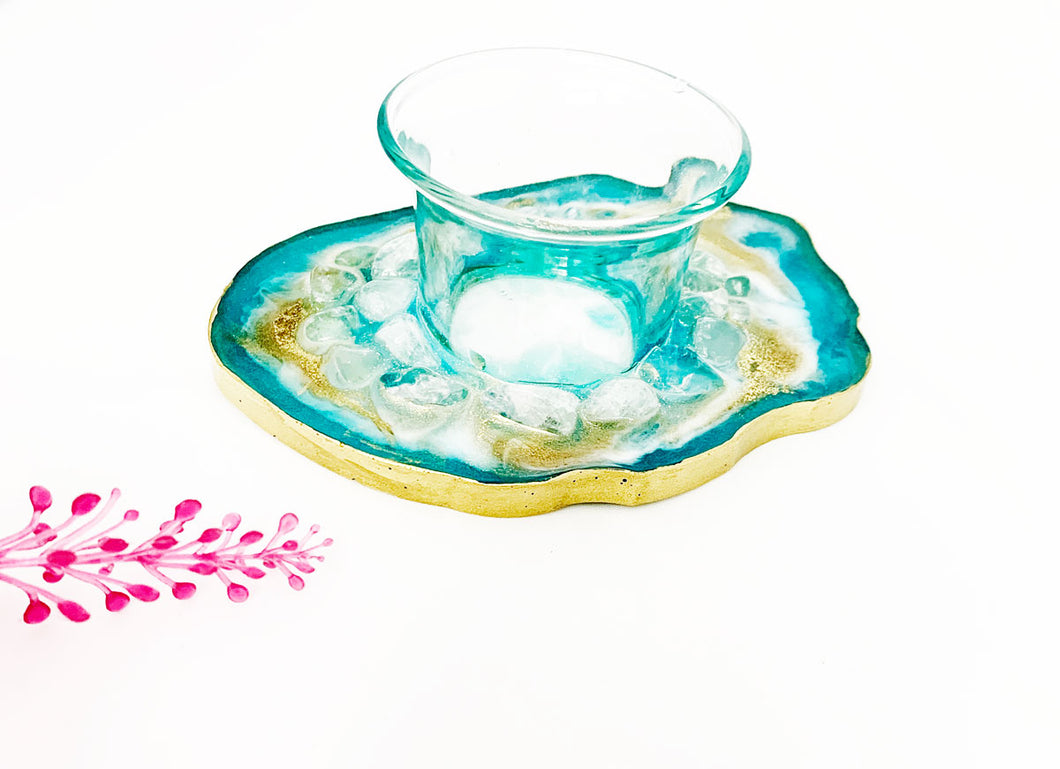 Tea light candle holder - Turquoise